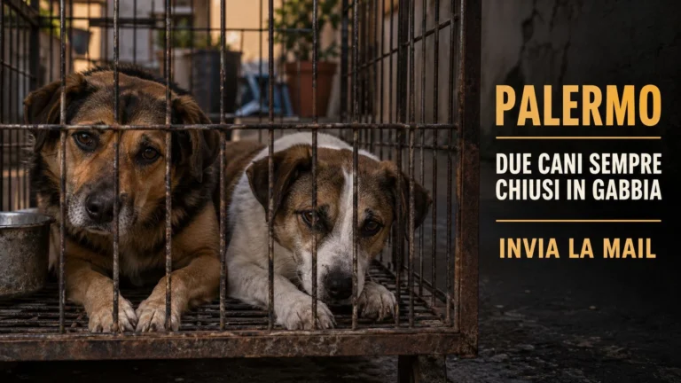 Richiesta urgente di verifica sulle condizioni di due cani detenuti in gabbia in via Giuseppe Pitrè a Palermo