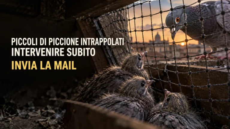Intervento urgente per piccioni intrappolati in via Foro Boario 18 a Brescia